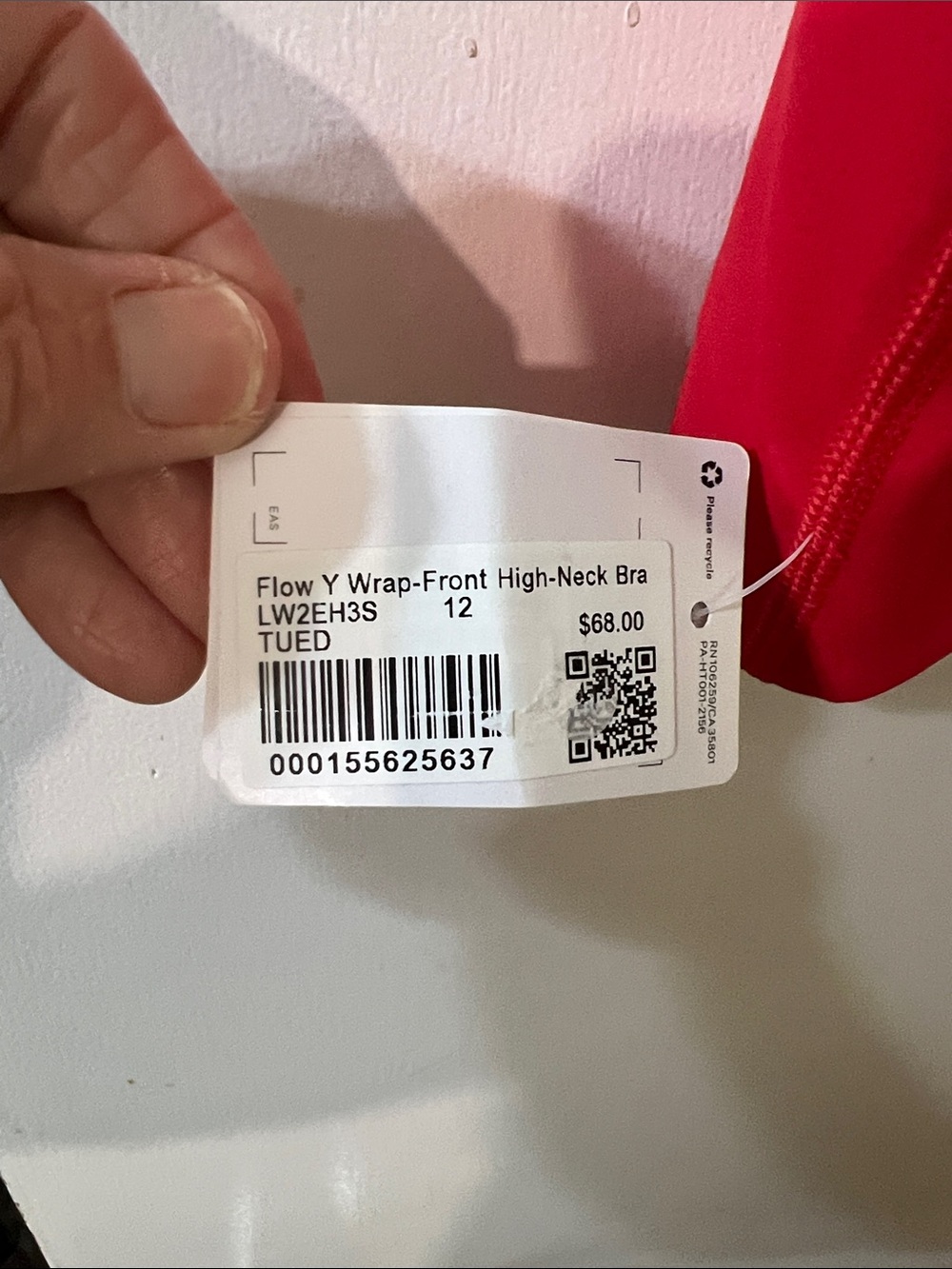 lululemon athletica Flow Y Wrap-Front High-Neck Bra, True Red B/C cup Sz 12, NWT - Picture 9 of 12